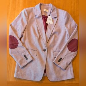 Loft Women's Herringbone Knit Elbow Patch Modern Blazer, Size 6